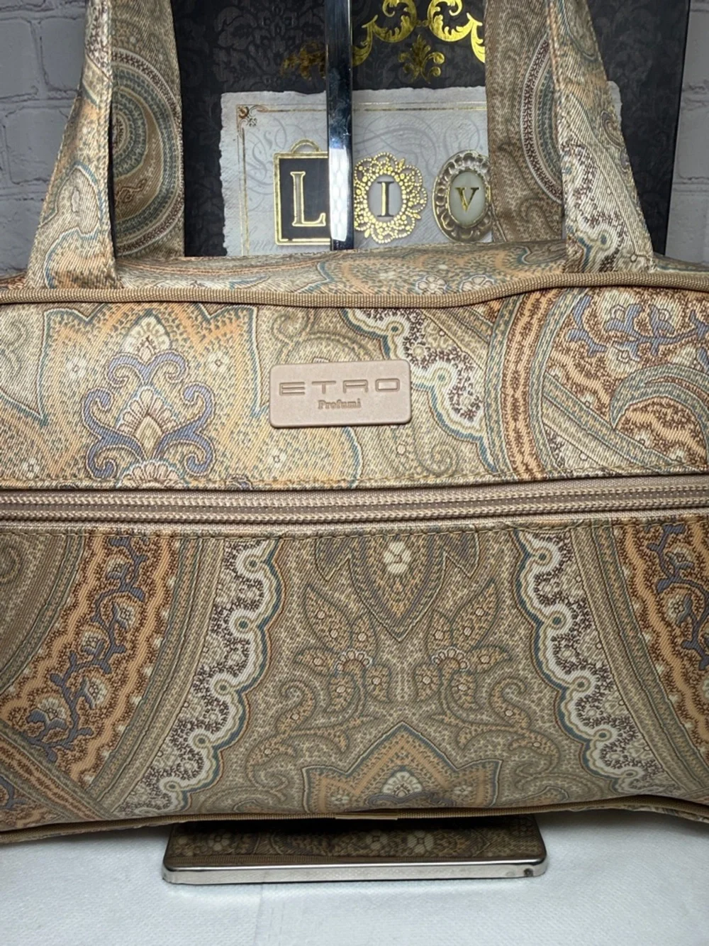 Etro Profumi Paisley Canvas Large Shoulder Bag 11.75x6.5x3.25in NWOT - Picture 5 of 14